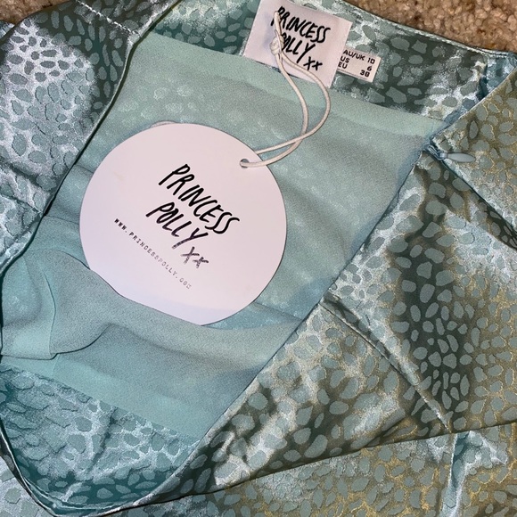 Princess Polly leopard satin mint mini skirt 6 💖 - Picture 6 of 8